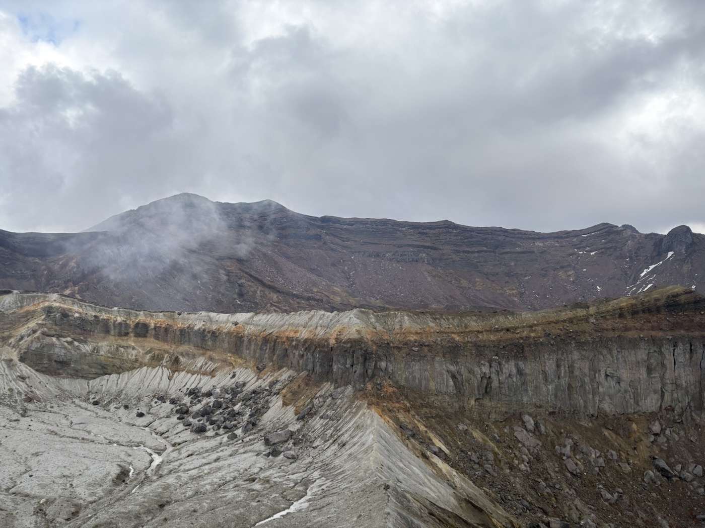 九州旅行 in熊本 その２｜阿蘇中岳火口の噴気と岩肌、2025年２月の見学記